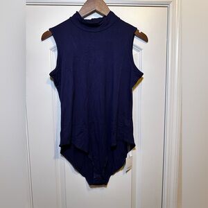 Mangopop High Neck Navy Bodysuit Sz XL – NWT Office Siren